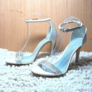 Schutz Cadey Lee Strappy  Elegant White Ankle Strap Heels Diamond Elegant 8.5